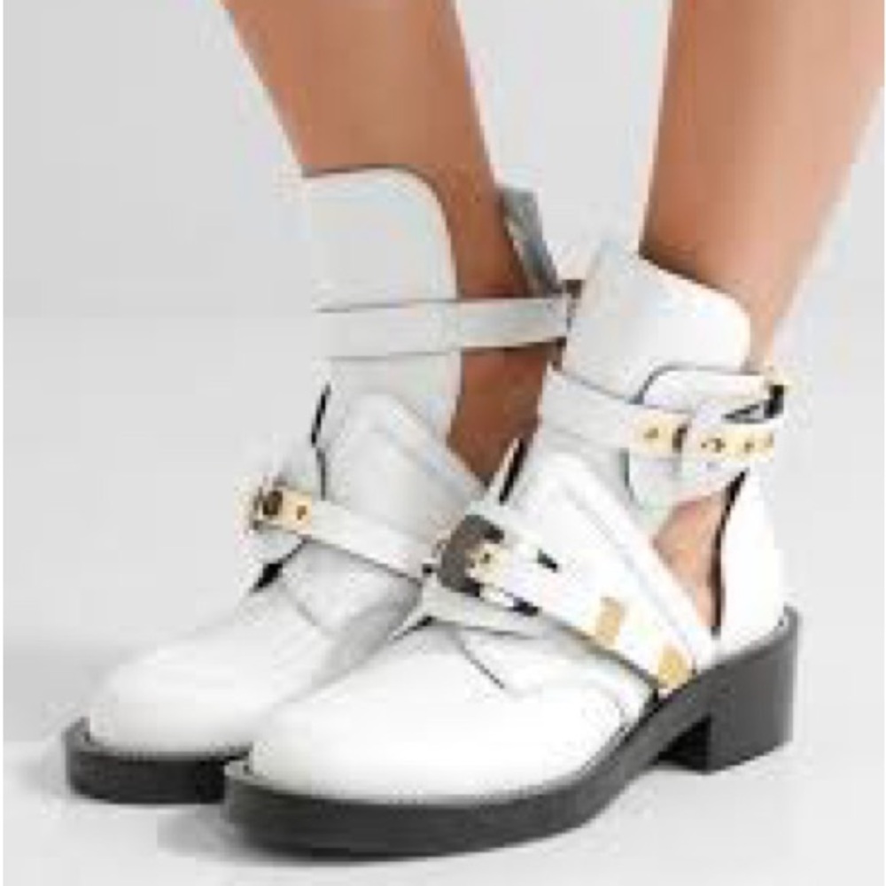 AUTHENTIC BALENCIAGA Ceinture Boots- White and Gold 37.5